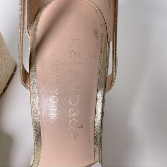 Kate Spade New York Metallic Gold Wedge Sandals with Bow – Size 11B - Picture 13 of 13